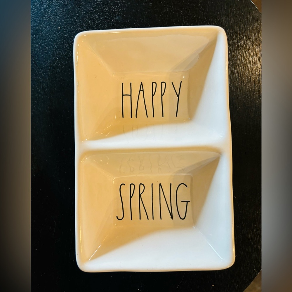 Rae Dunn white ceramic double sided dish from the Artisan collection